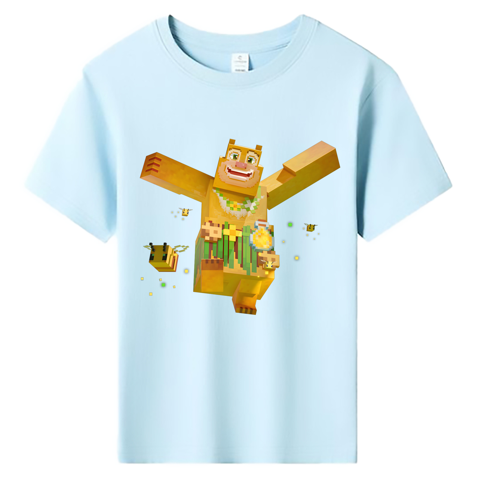 （画像用） マインクラフト ブロックの世界 Minecraft MC Block world 綿100％キッズTシャツ（フロントプリント）